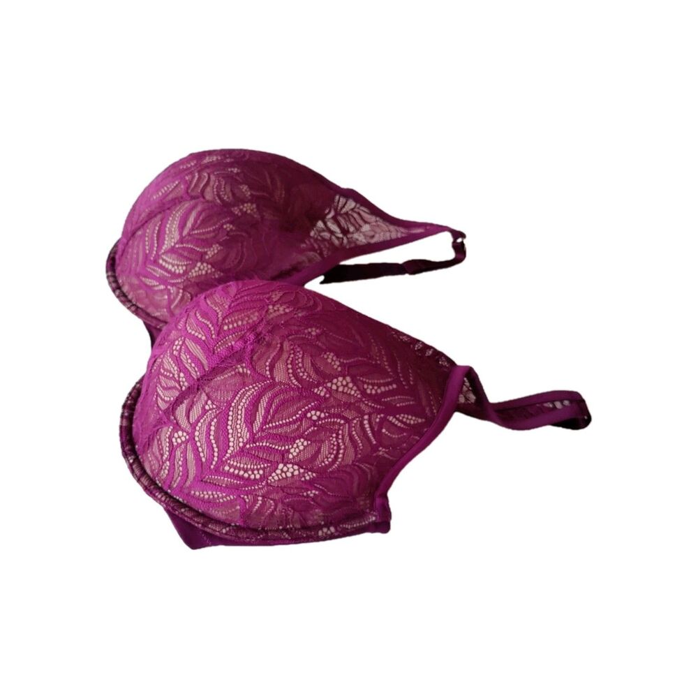 ThirdLove Feather Lace Plunge Underwire Push Up Bra Berry Crush Women's Sz 38G - Picture 5 of 10